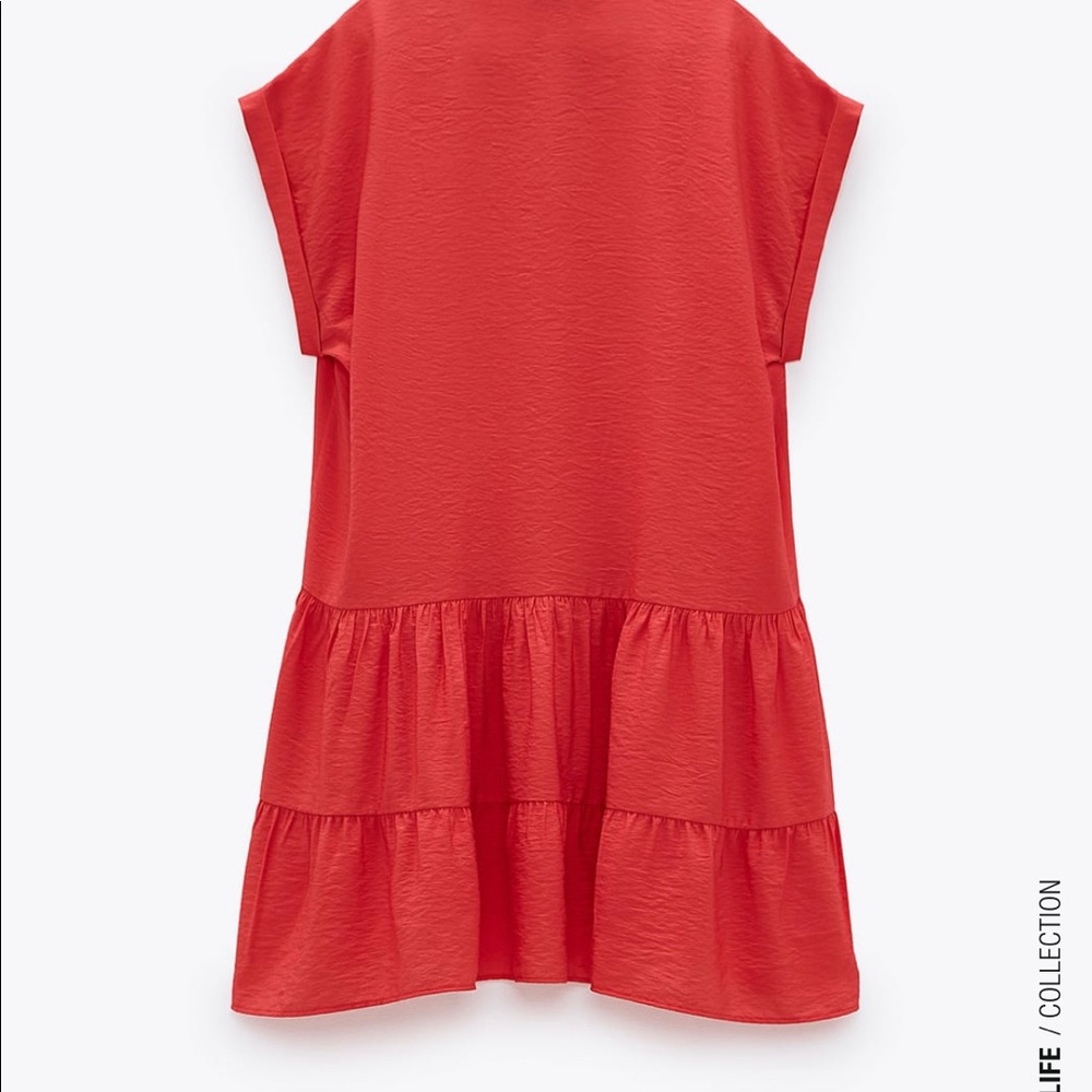 Zara jewel button red midi dress xs NWT - Picture 3 of 4